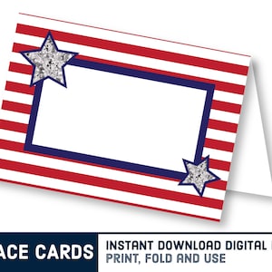 Afdrukbare Veterans Day Party Place Card - DIY verkiezingsdag naamkaart - Democraat Republikein Hillary Clinton Donald Trump Food Sign Printables