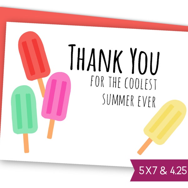 Summer Camp Counselor Printable Thank You Card, Sleepaway Sleepover Instant Download, Coolest Summer Ever E-Card, Digital Note Cards S1375
