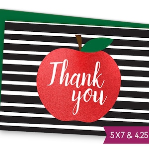 School Teacher Printable Apple Thank You Card Gift, Teacher Appreciation Day Card, Teacher Thank You E-Card, Principal Thank You Notes S1275
