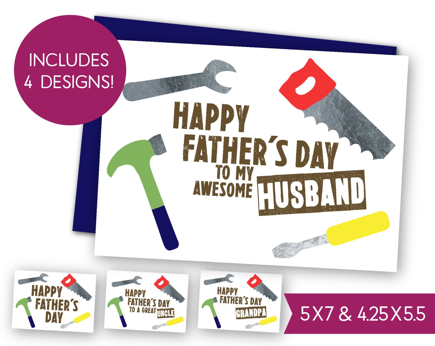 Download Happy Fathers Day Handy Man Tools Printable Card Bundle | Etsy