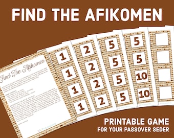 Printable Passover Find the Afikomen Game for Kids - DIY Matzo Children - Matzoh Hide and Seek - 2020 Pesach Seder - פסח Matza Matzah Prize