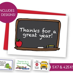 Teacher Thank You Printable Card Bundle, Instant Download Teacher Appreciation Cards, Teacher Thank You E-Card, Bus Driver Thanks Note S1207