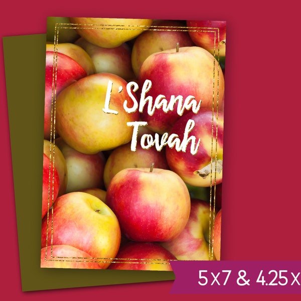 Printable Rosh Hashanah Card, Jewish New Year Greeting Card, High Holidays L'Shana Tovah U'Metuka E-Card, Instant Download Note Cards S1419