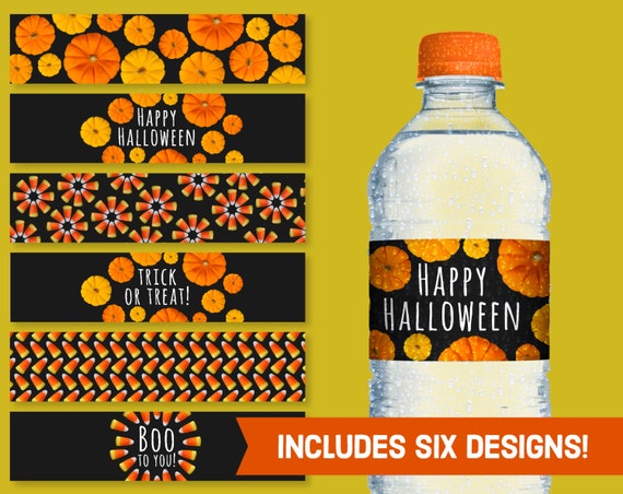 Halloween Wasserflaschen-Aufkleber Set – 24 Stück, 6 Designs, Für Party-Deko