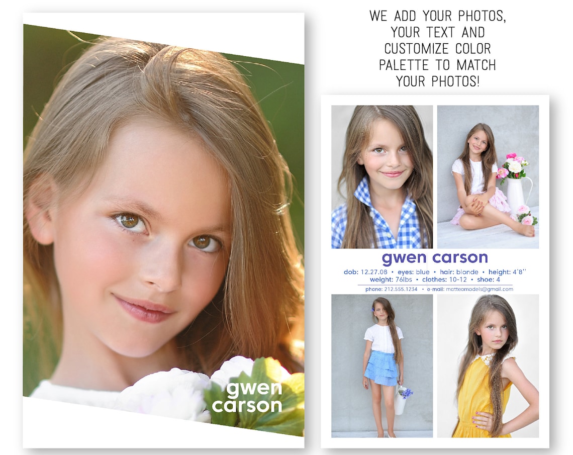 Custom Model Comp Card Customizable Childrens Sed Card Customized Kids ...