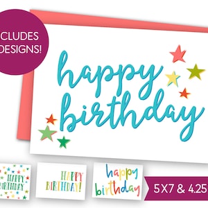 Feliz cumpleaños tarjetas para imprimir paquete - tarjeta de felicitación de la B-day de descarga inmediata, los niños regalo DIY E-Card, Digital etiqueta tarjeta de cumpleaños para imprimir S1326