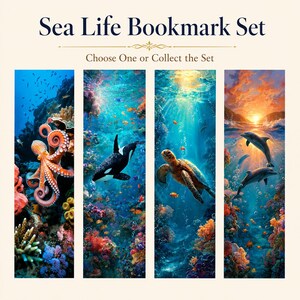 Ocean Sea Life Bookmark, Underwater Marine Animals