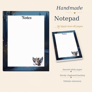 Woodland Owl Notepad, Unlined 50 Sheet Memo Pad, Bird Lover Stationery Gift