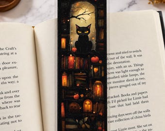 Marque-page Chat Noir - Cadeau de bibliothèque effrayant pour les lecteurs