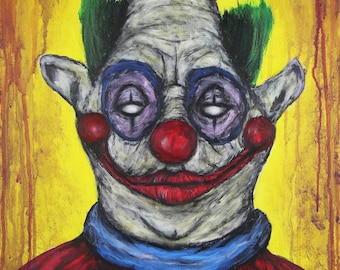 Killer Klown-11x14 Tryck-Skräck-Obehaglig-Makabrisk-Störande-Mörk-Spöklik-Halloween-Dekor-Konst
