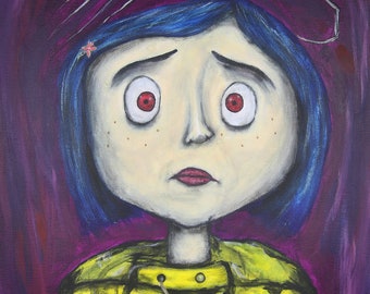 Coraline-11x14 Print-Horror-Straszny-Makabryczny-Niepokojący-Mroczny-Upiorny-Halloween-Dekoracja-Sztuka