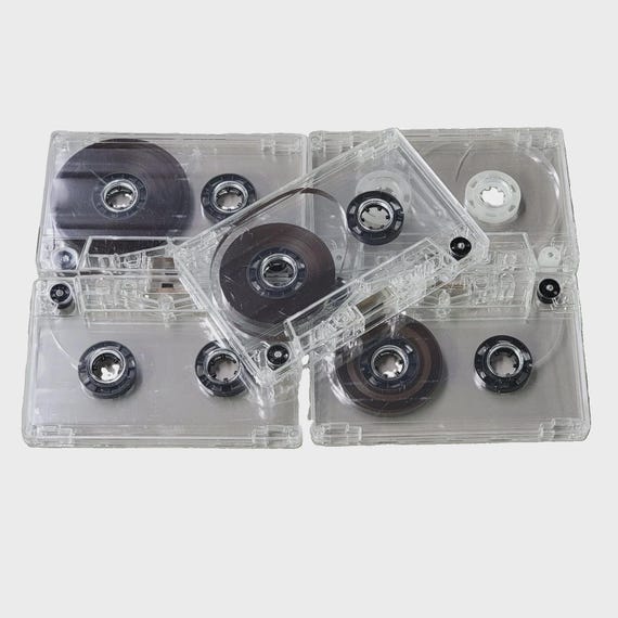5pcs Clear Cassette Tapes for Arts + Crafts Vintage Decoration 80's 90's