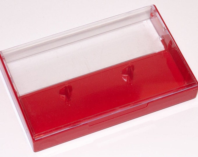 Cassette Tape Cases - 5 Pack - Clear Front + Red Solid Back - Empty Plastic Boxes