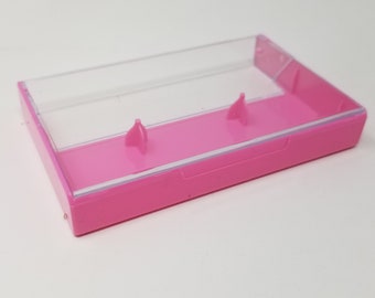 Cassette Tape Cases - 5 Pack - Clear Front + Pink Solid Back - Empty Plastic Boxes