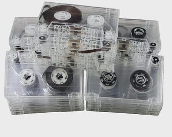 25pcs Clear Cassette Tapes for Arts + Crafts Vintage Decoration 80's 90's