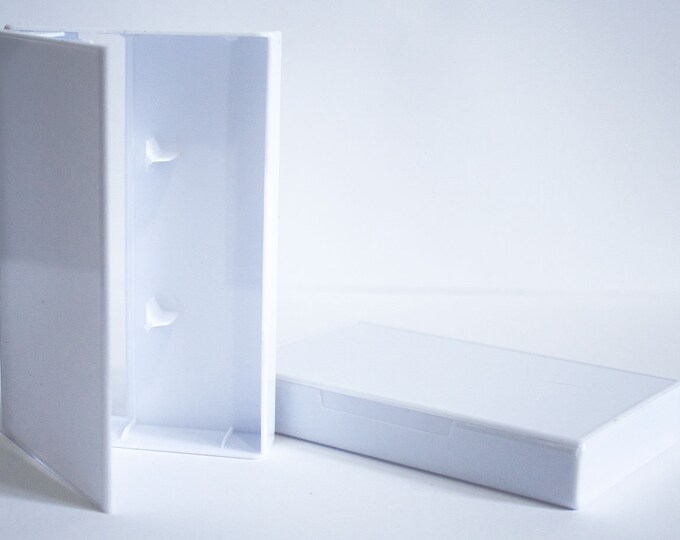 Cassette Tape Cases - 5 Pack - White Front + White Back - Empty Plastic Boxes