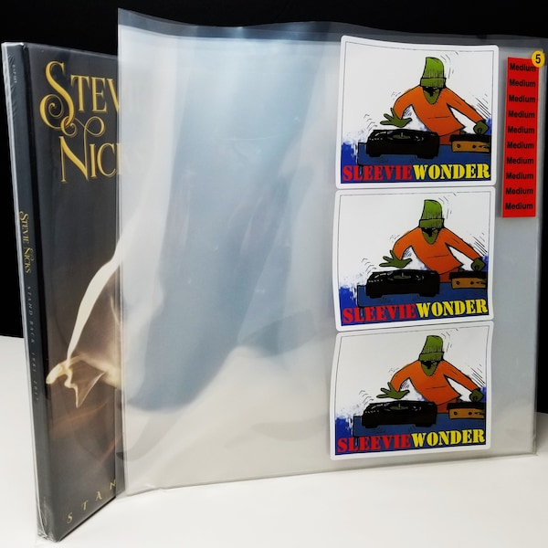 10 Box Set Outer Sleeves - 5 Medium No Flap 3mil Plastic + 5 Small No Flap 4mil Plastic for 33rpm LP Vinyl Record Albums