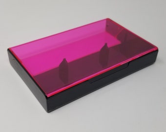 Cassette Tape Cases - 5 Pack - Fluorescent Pink Front + Black Solid Back - Empty Plastic Boxes