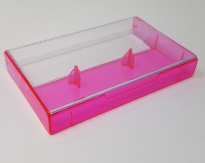 Cassette Tape Cases - 5 Pack - Clear Front + Fluorescent Pink Back - Empty Plastic Boxes