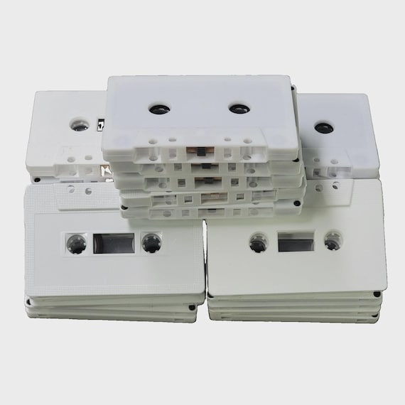 25pcs White Cassette Tapes for Arts + Crafts Vintage Decoration 80's 90's