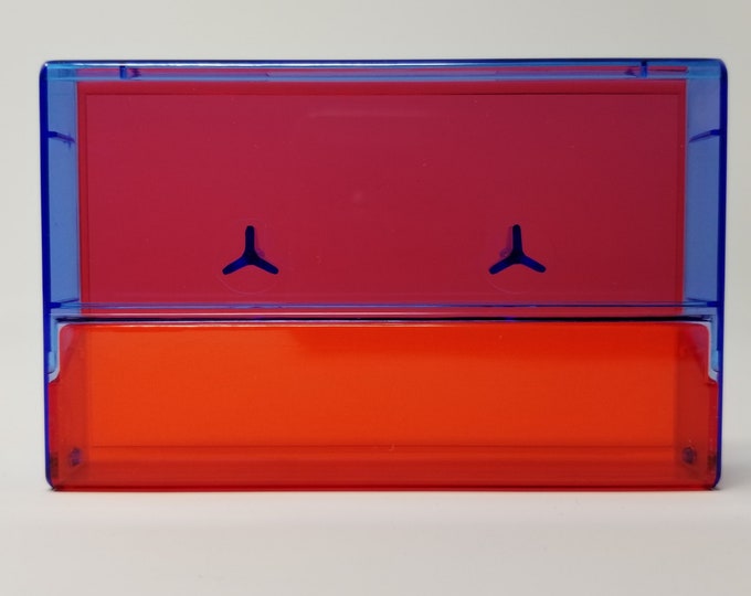 Cassette Tape Cases - 5 Pack - Red Tint Front + Blue Tint Back - Empty Plastic Boxes