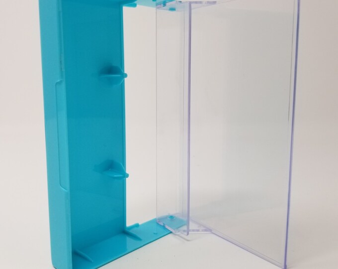 Cassette Tape Cases - 5 Pack - Clear Front + Turquoise Solid Back - Empty Plastic Boxes