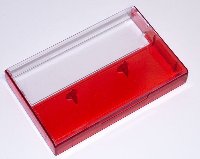 Cassette Tape Cases - 5 Pack - Clear Front + Red Tint Back - Empty Plastic Boxes