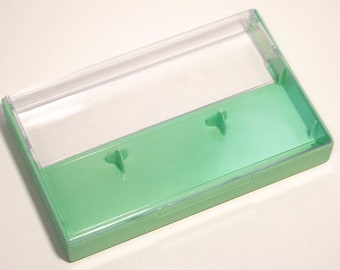 Kassettenhüllen - 5er Pack - Klare Vorderseite + Mintgrüne feste Rückseite - Leere Kunststoffboxen