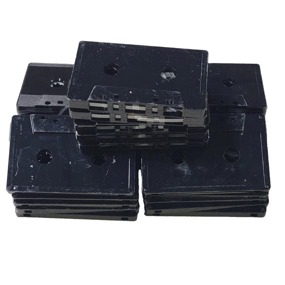 25pcs Black Cassette Tapes for Arts + Crafts Vintage Decoration 80's 90's