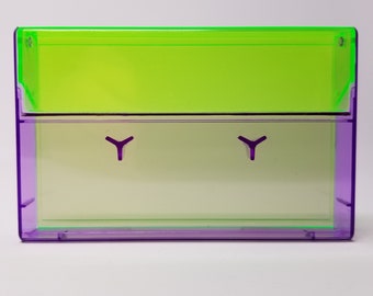 Cassette Tape Cases - 5 Pack - Fluorescent Green Front + Purple Tint Back - Empty Plastic Boxes - Joker - Alice N Chains