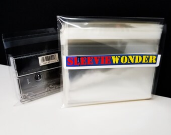 100 Cassette Tape Outer Sleeves - 1.6mil + Seal Up - Resealable Polypropylene Plastic - Top Load Poly Bags