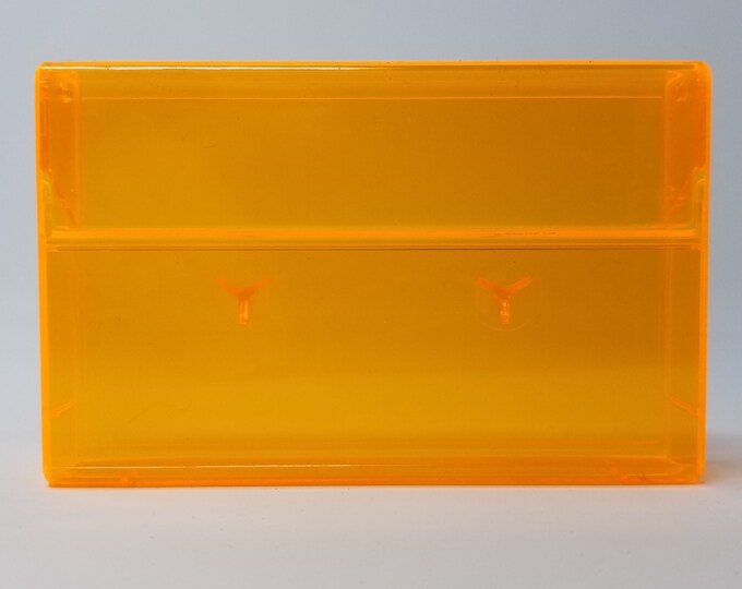 Cassette Tape Cases - 5 Pack - Fluorescent Orange Front + Fluorescent Orange Back - Empty Plastic Boxes