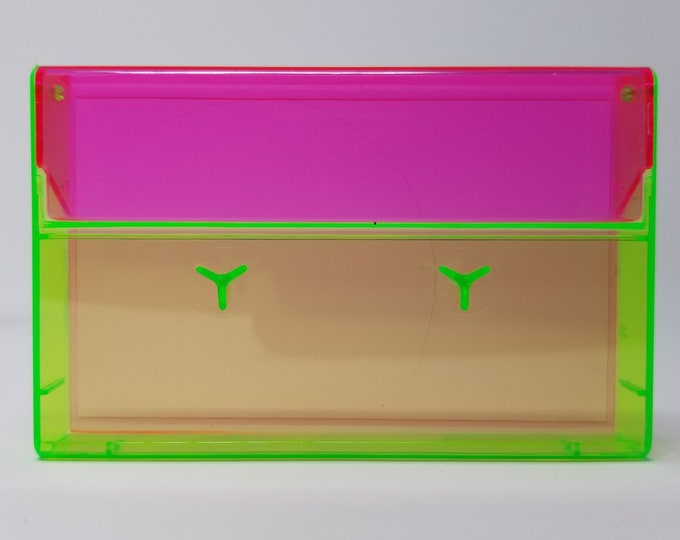 Cassette Tape Cases - 5 Pack - Fluorescent Pink Front + Fluorescent Green Back - Empty Plastic Boxes