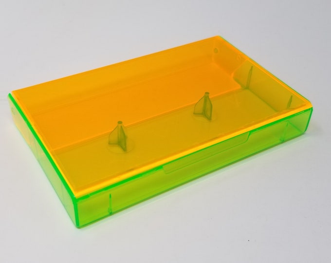 Cassette Tape Cases - 5 Pack - Fluorescent Orange Front + Fluorescent Green Back - Empty Plastic Boxes