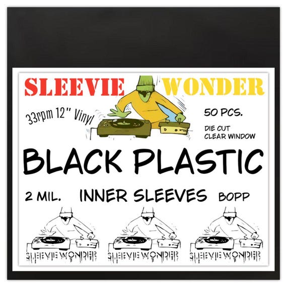 LP Black Plastic Inner Sleeves 2mil (50)