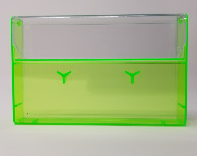 Cassette Tape Cases - 5 Pack - Clear Front + Fluorescent Green Back - Empty Plastic Boxes