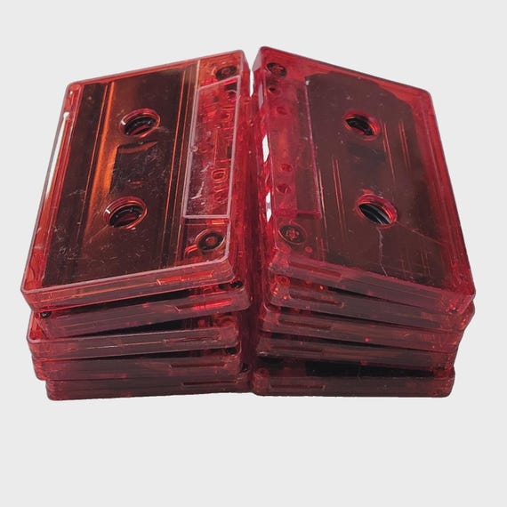10pcs Red Tint Cassette Tapes for Arts + Crafts Vintage Decoration 80's 90's