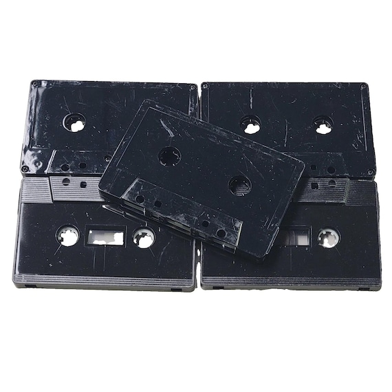 5pcs Black Cassette Tapes for Arts + Crafts Vintage Decoration 80's 90's