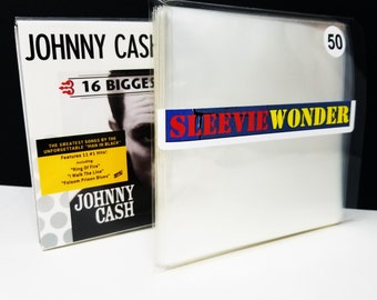 50 CD Sleeves - Slipcase Side Load - 2mil No Flap - Polypropylene Plastic - Clear Outer Poly Bag Slip Covers Slipcase