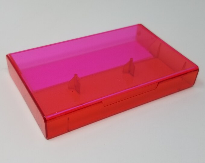 Cassette Tape Cases - 5 Pack - Fluorescent Pink Front + Red Tint Back - Empty Plastic Boxes