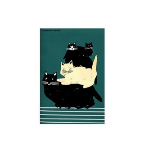 Postal Premium; Pile of Cats (escola polonesa de arte de pôsteres)