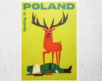 Postcard Premium: Poland, Hunting in Poland (polish school of poster art)