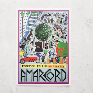 プレミアムポストカード/ポーランドポスター AMARCORD フェデリコ・フェリーニ/ミニポスター/ヴィンテージ