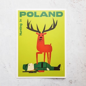 Postcard Premium: Polônia, Caça na Polônia (escola polonesa de arte de pôsteres)
