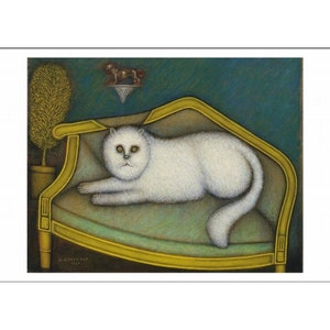 Cartolina Premium / Poster polacco 'Gatto d'Angora' Mini poster / Vintage 17 x 12 cm