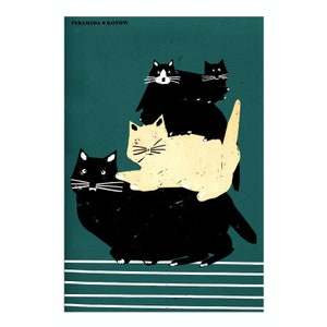 Cartolina Premium / Poster polacco 'Piramidy kotów' Mini poster / Vintage 17 x 12 cm
