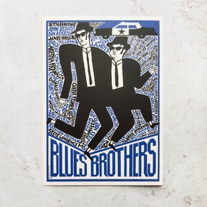 Premium Postkarte / polnische Poster BLUES BROTHERS Film von John Landis / Mini Poster / Vintage