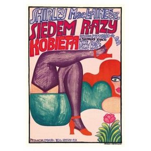 Międzynarodowy Dzień Kobiet I Premium Postcard / Polski plakat 'Siedem razy kobieta' Mini plakat / Vintage 17 x 12 cm