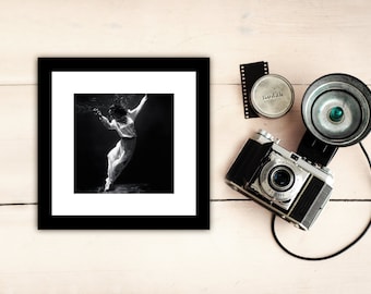 Ingelijste foto 12 x 12 cm vintage fotografie houten lijst met passe-partout