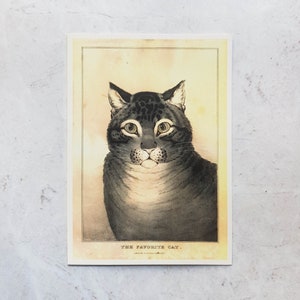 Carte postale premium / Poster polonais Le chat préféré / Mini poster / vintage / (linogravure, impression)